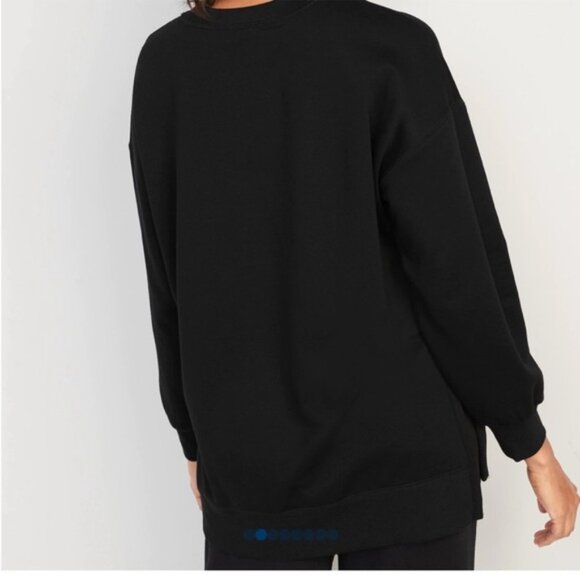 Old Navy Oversized Vintage Tunic Sweatshirt Black Holiday Vibes - Picture 2 of 8